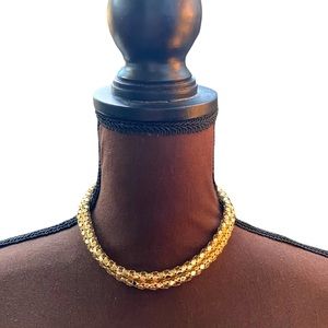 GIVENCHY Vintage Gold Tone Mesh Choker Necklace